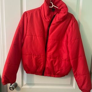 Red Puffer Jacket, worn only once!